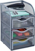 Relaxdays Desk Organizer Mesh Storage Box, File Sorter, Metal, Silver, Standard