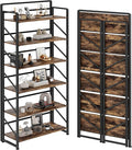 JSB No Assembly Folding Bookshelf, 6 Tier Industrial Metal Book Shelf by HomeFurniture