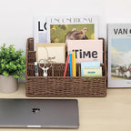 DINGTAI Rattan Desk Organizer, Tabletop Mail Holder, 5 Slot Mail Organizer - Image 6