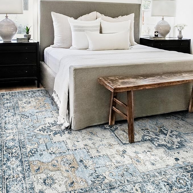GENIMO 5x8 Area Rugs for Living Room, Machine Washable Low Pile Rugs, Chenille - Image 9