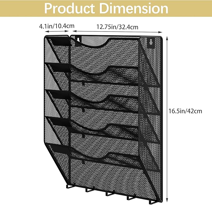 EasyPAG 5 Pocket Mesh Wall File Organizer - Image 4