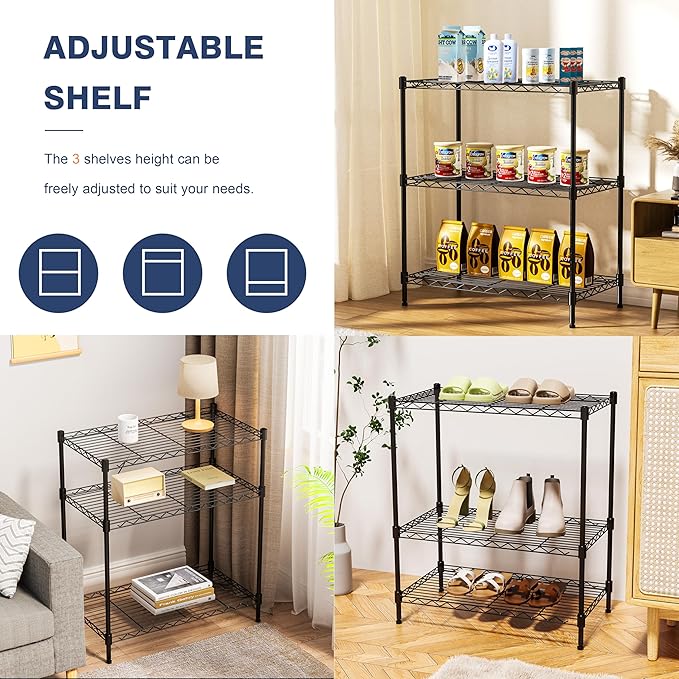 VANZBON 3-Tier Wire Shelf Rack, Wire Metal Shelving - Image 4