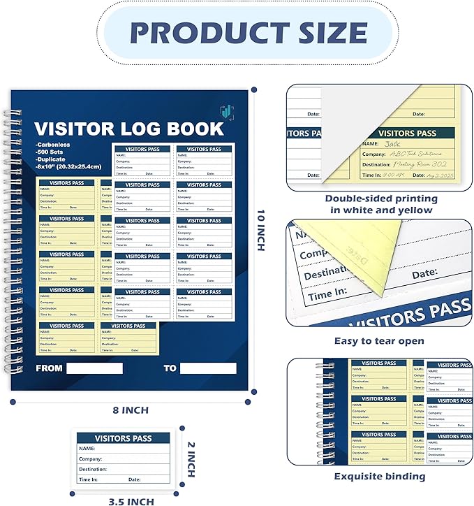 1 Pack of 500 Visitor Badges Registry Log - Image 2