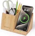 Bamboo Pen Holder for Desk & Nightstand Organizer by wirelessfuturecharger