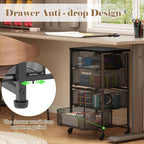 rolling cart with drawers, 4-drawer storage cart on, side view