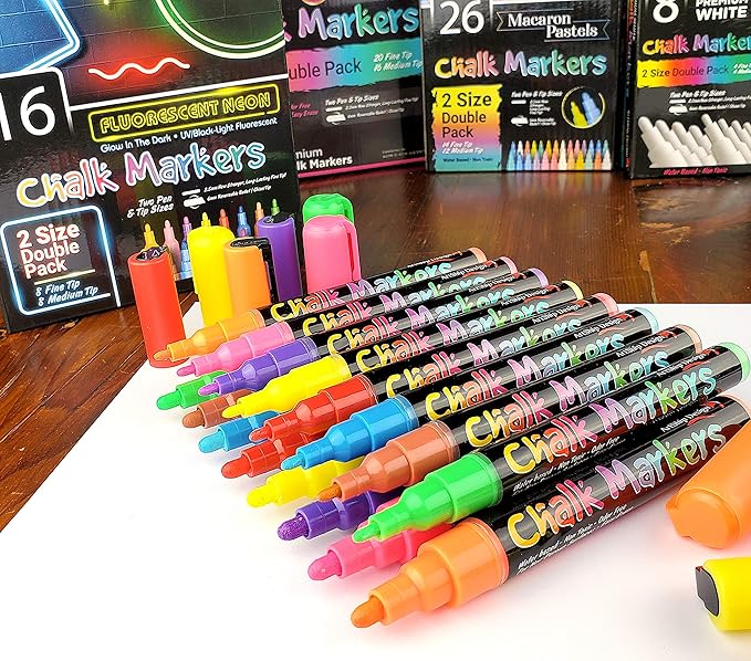 16 UV Fluorescent Neon Chalk Markers - Image 2