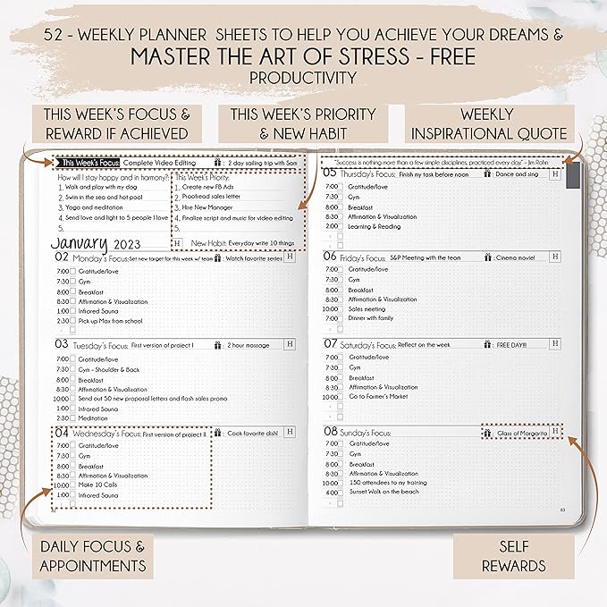 Life & Goal Planner – Undated Daily, Weekly & Monthly Organizer - Image 3