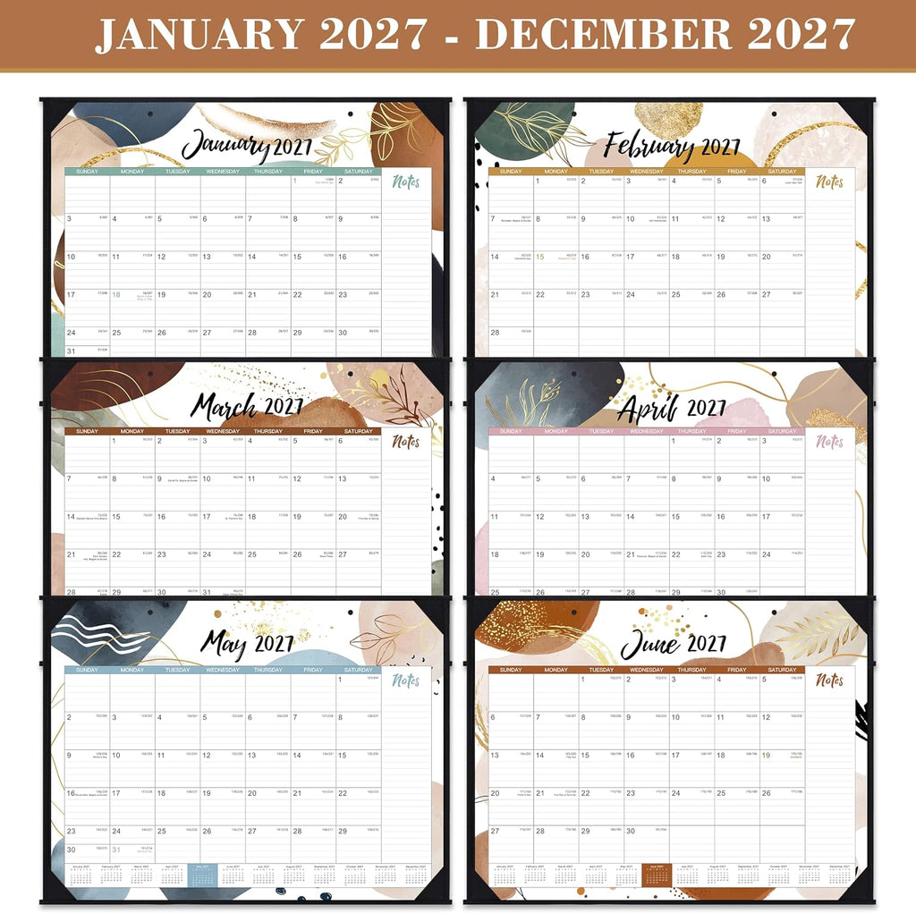 2027 Desk Calendar - Desk Calendar 2027 Large 22x17, Jan. 2027 - Dec. 2027 | Large 2027 Desktop Calendar 22'' x 17'', Corner Protectors,Large Ruled Blocks, Notes Section, for Home, Office Use