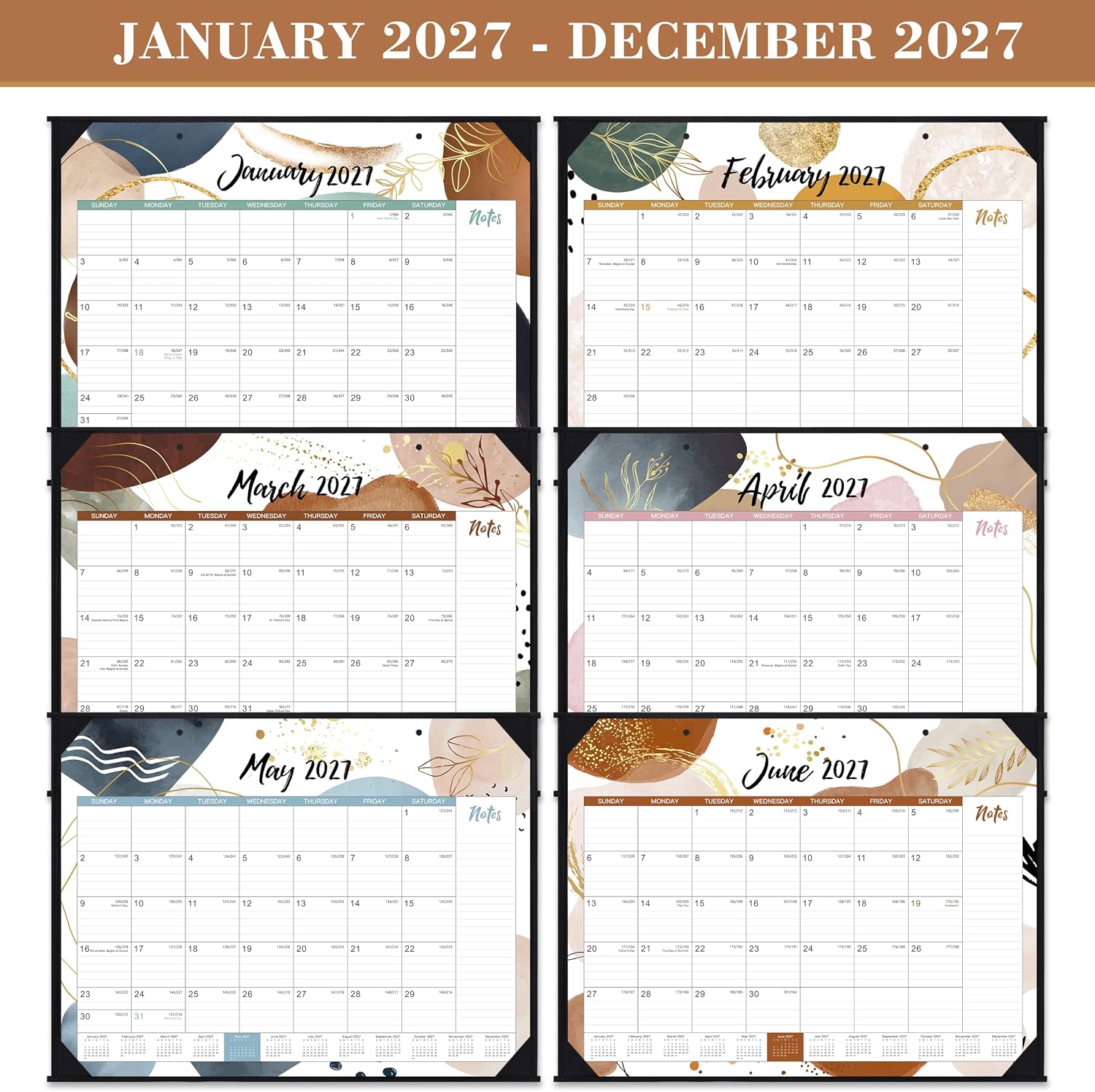 2027 Desk Calendar - Desk Calendar 2027 Large 22x17, Jan. 2027 - Dec. 2027 | Large 2027 Desktop Calendar 22'' x 17'', Corner Protectors,Large Ruled Blocks, Notes Section, for Home, Office Use
