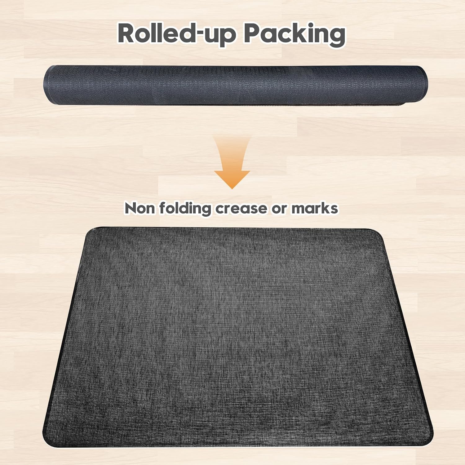 Sycoodeal Office Chair Mat for Hardwood & Tile Floor,Computer Gaming Chair Mat for Rolling Chairs Non-Curve, Anti-Slip, Heavy Duty Floor Protector for Home Office,Black (36" x 48")