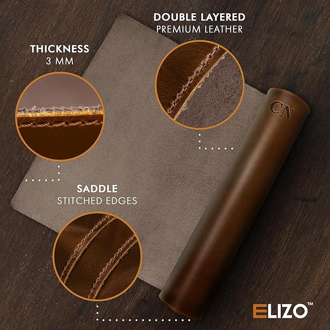 ELIZO Personalized Custom Desk Pad Set Real Leather Desk Mat Mouse Pad Unique - Image 3