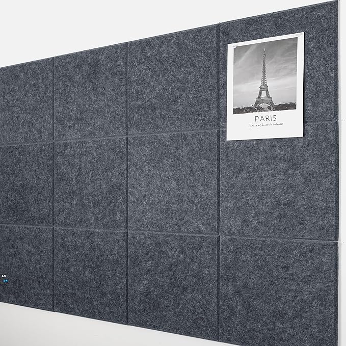 AKTOP Cork Board Bulletin Board 47"x35", 12 Pack Removable Felt Cork Board Tiles by Buynow