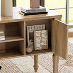 WAMPAT Home Office Furniture Set, 56'' Executive Desk with Charging Station, 2-in-1 Cabinet with Glass Doors, Wood Computer Desk with File Cabinet Storage, Open Shelf, Oak