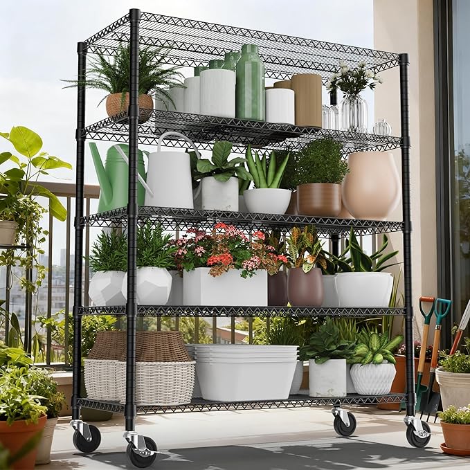 M MZG 5 Tiers Shelf 3300 lbs Steel Storage Shelving Utility Shelving Unit Steel - Image 2