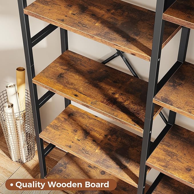 SUPERJARE Triple 5 Tier Bookshelf, Bookcase - Image 6