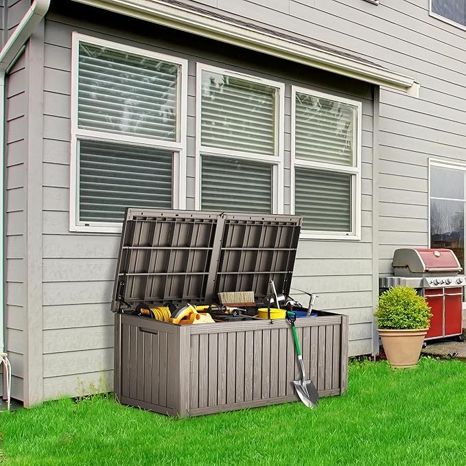 TARKARI 180 Gallon Lockable Resin Deck Box, Waterproof & UV-Resistant Outdoor - Image 3