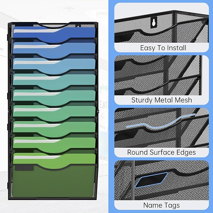Kuntine.B Wall File Organizer Office Hanging Magazine Holder Wall File Organizer - Image 3