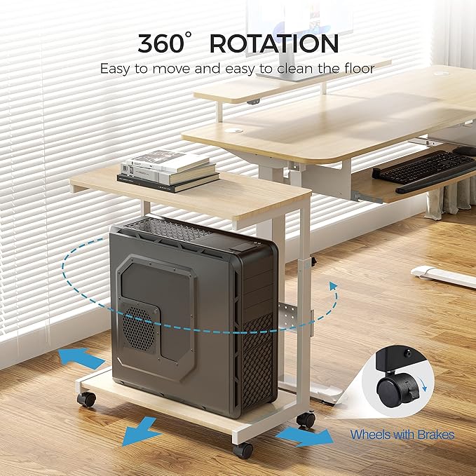 EUREKA ERGONOMIC PC Stand Computer Cart, Height Adjustable Tower Stand 2-Tier - Image 9