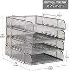 Mind Reader Stackable Paper Tray, Desktop Organizer, File Storage, Metal Mesh - Image 3