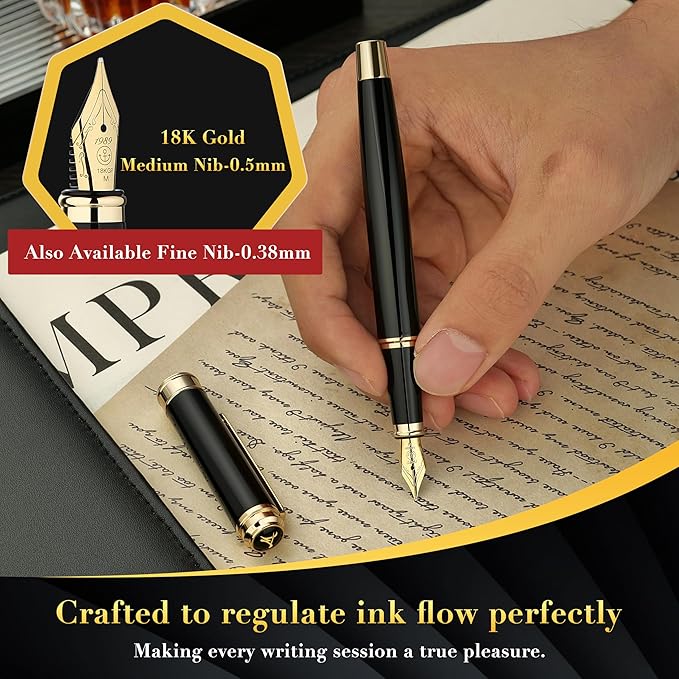 MCNTEIK 317 Fountain Pen, Stunning Luxury Piano Lacquer, 18K Gilded Nib - Image 5