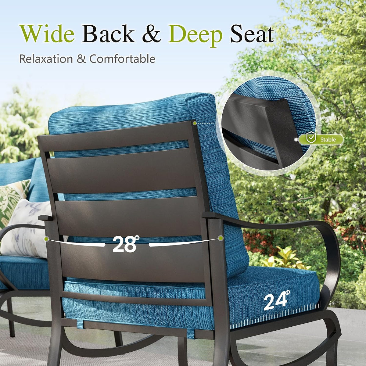 Sophia & William Metal Patio Furniture Set with Firepit Table, Peacock Blue