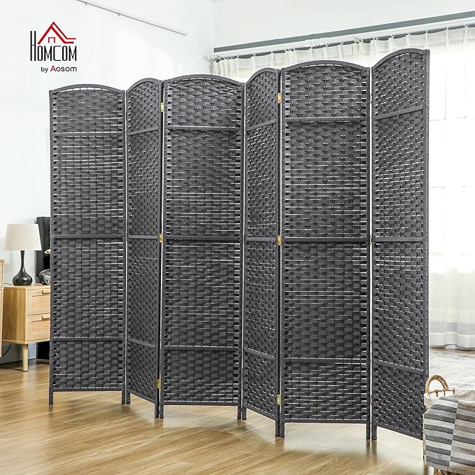HOMCOM Room Divider, 6 Panel Folding Privacy Screen, 5.6' Tall Freestanding - Image 2