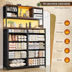 EnHomee Black Dresser with Multiple Fabric Drawers, Dresser - Image 4