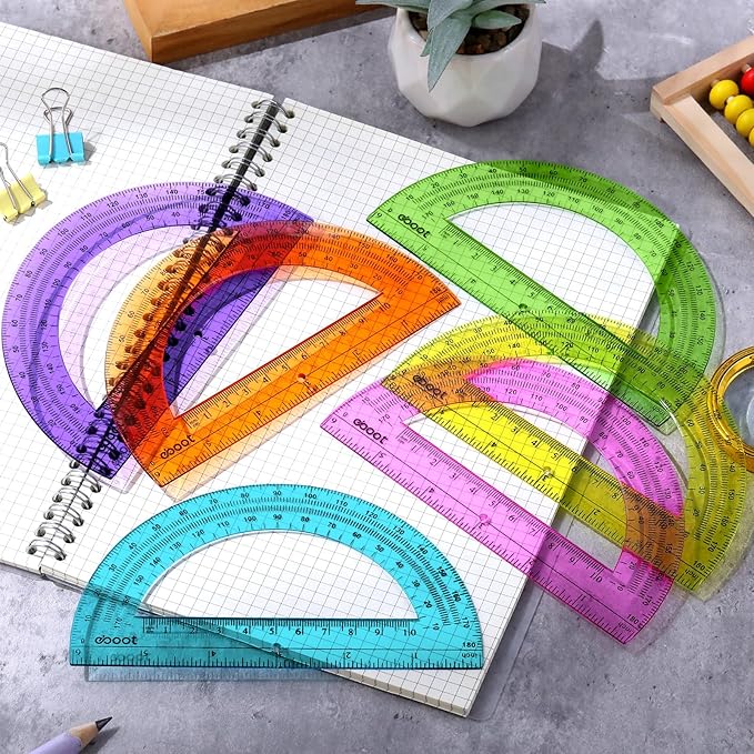 EBOOT 24 Pack Plastic Protractors Math Protractor 180 Degrees 6 Inch - Image 6