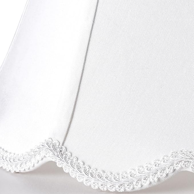 GO&SO Off White Bell Lamp Shade Medium, Scalloped Lampshade Braids - Image 3