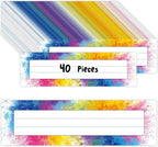 40PCS Desk Nameplates, Double Sided PET Film Desk Name Tags Student Name Labels by Gethelud