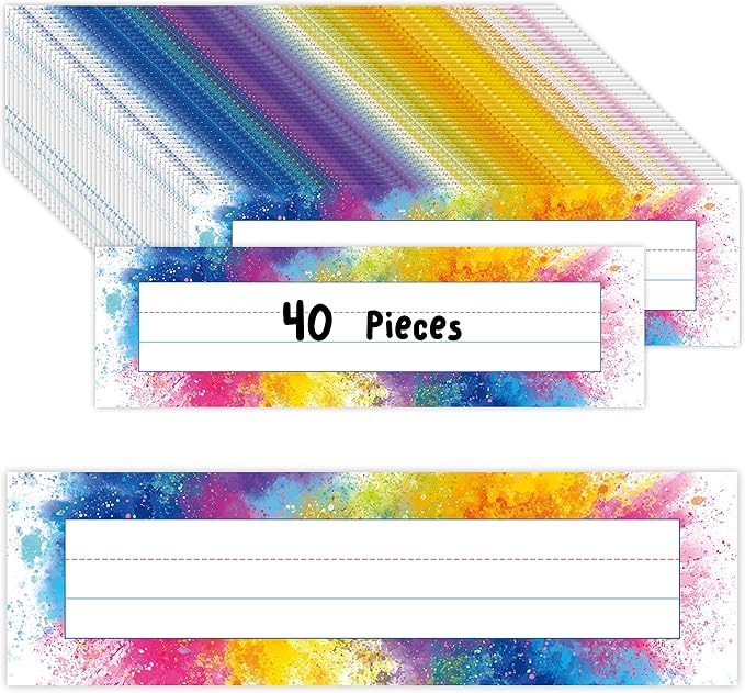 40PCS Desk Nameplates, Double Sided PET Film Desk Name Tags Student Name Labels by Gethelud