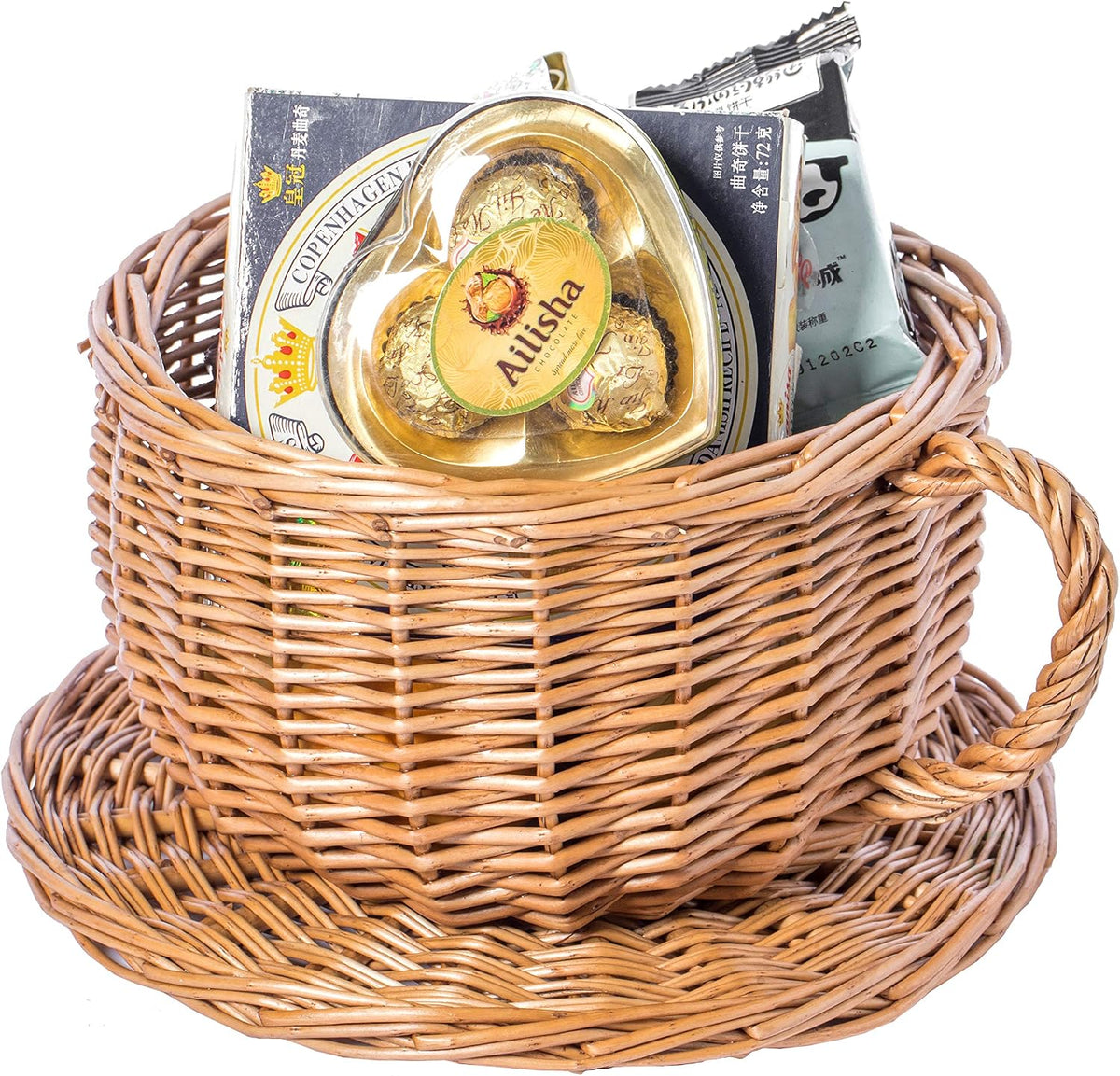 Wicker Saucer Coffee Mug Cup Decorative Gift Basket Desk Organizer