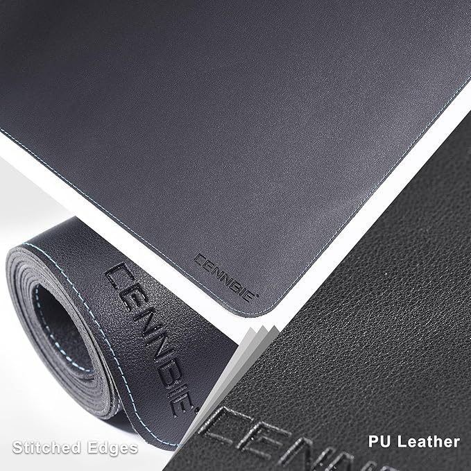 CENNBIE HUGE200 78.8" x 47" Black Leather Desk Mat - Image 3