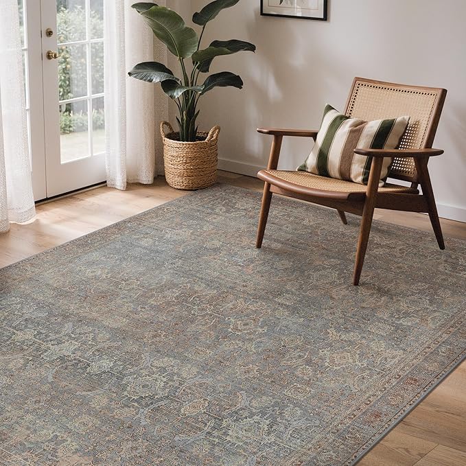 GENIMO 9x12 Area Rugs for Living Room, Machine Washable Non Slip Vintage Rugs by GENIMO