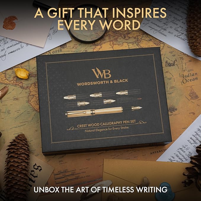 Wordsworth & Black Calligraphy Pen Gift Set, Includes Ink Bottle, 6 Ink - Image 6