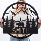 Wilderness Bear Cabin Name Sign | Mountain & Rustic Metal Bear | Personalized - Image 2