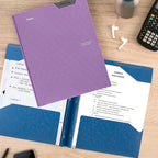 Five Star 2-Pocket Folder, Plastic Folder with Stay-Put Tabs and Prong Fasteners, Holds 8-1/2" x 11" Paper, Amethyst Purple (38750)