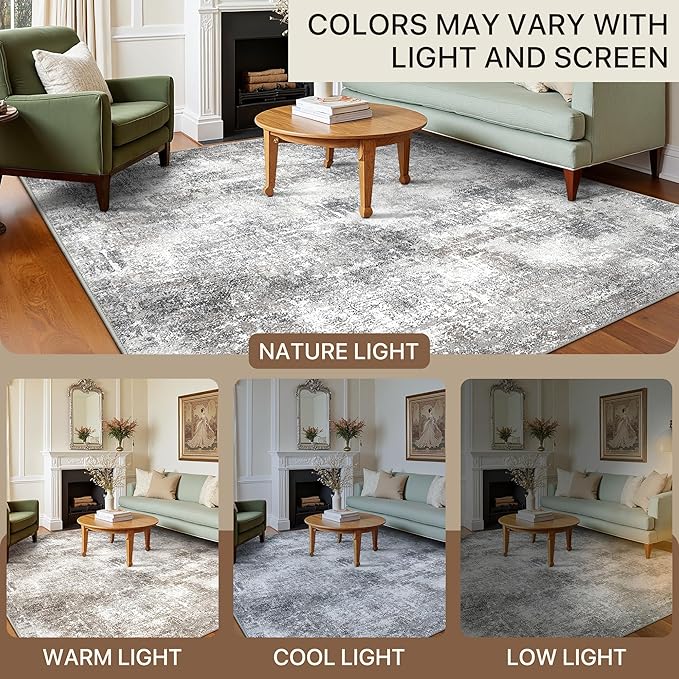 GENIMO Washable Area Rugs for Living Room, 9x12 Modern Non Slip Rugs, Low Pile - Image 6
