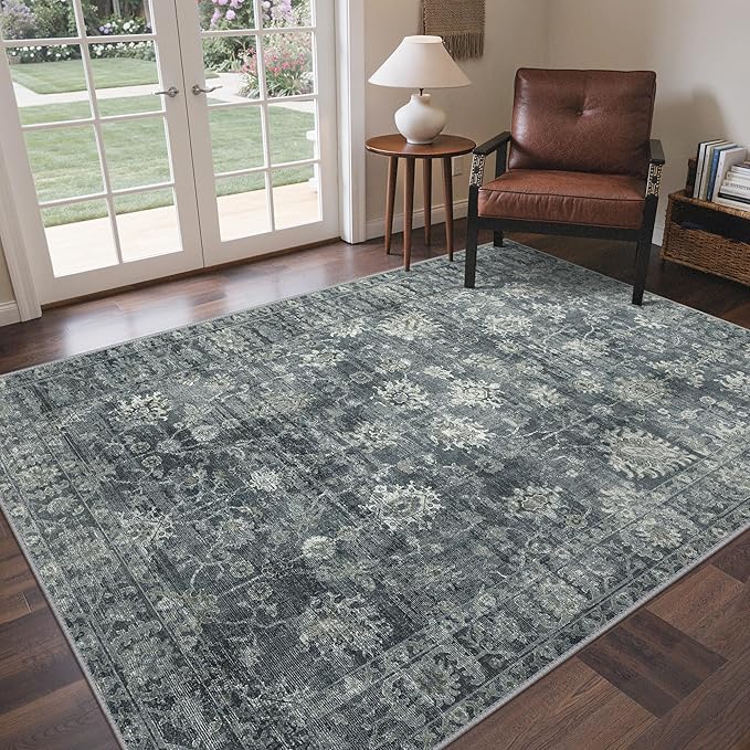GENIMO 8x10 Area Rugs for Living Room, Machine Washable Non Slip Vintage Rugs by GENIMO