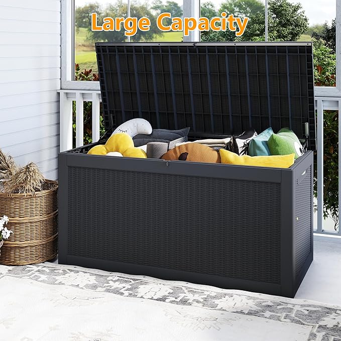 Yardgrace 320 Gallon Outdoor Storage Box Waterproof, Resin Deck Boxes - Image 4