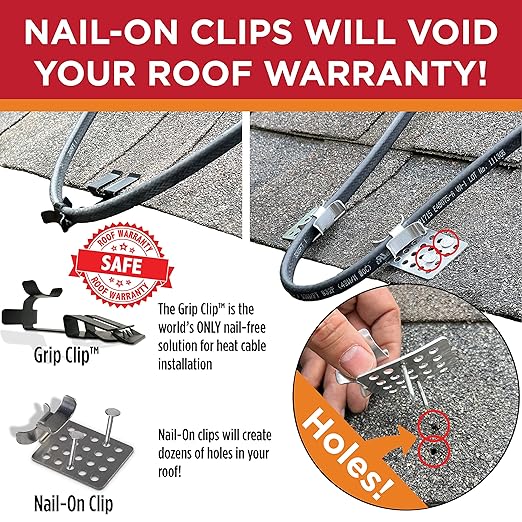 Grip Clip Roof Clips, Safe for Heat Tape, Electric Cable & Roof Heat Cable - Image 2