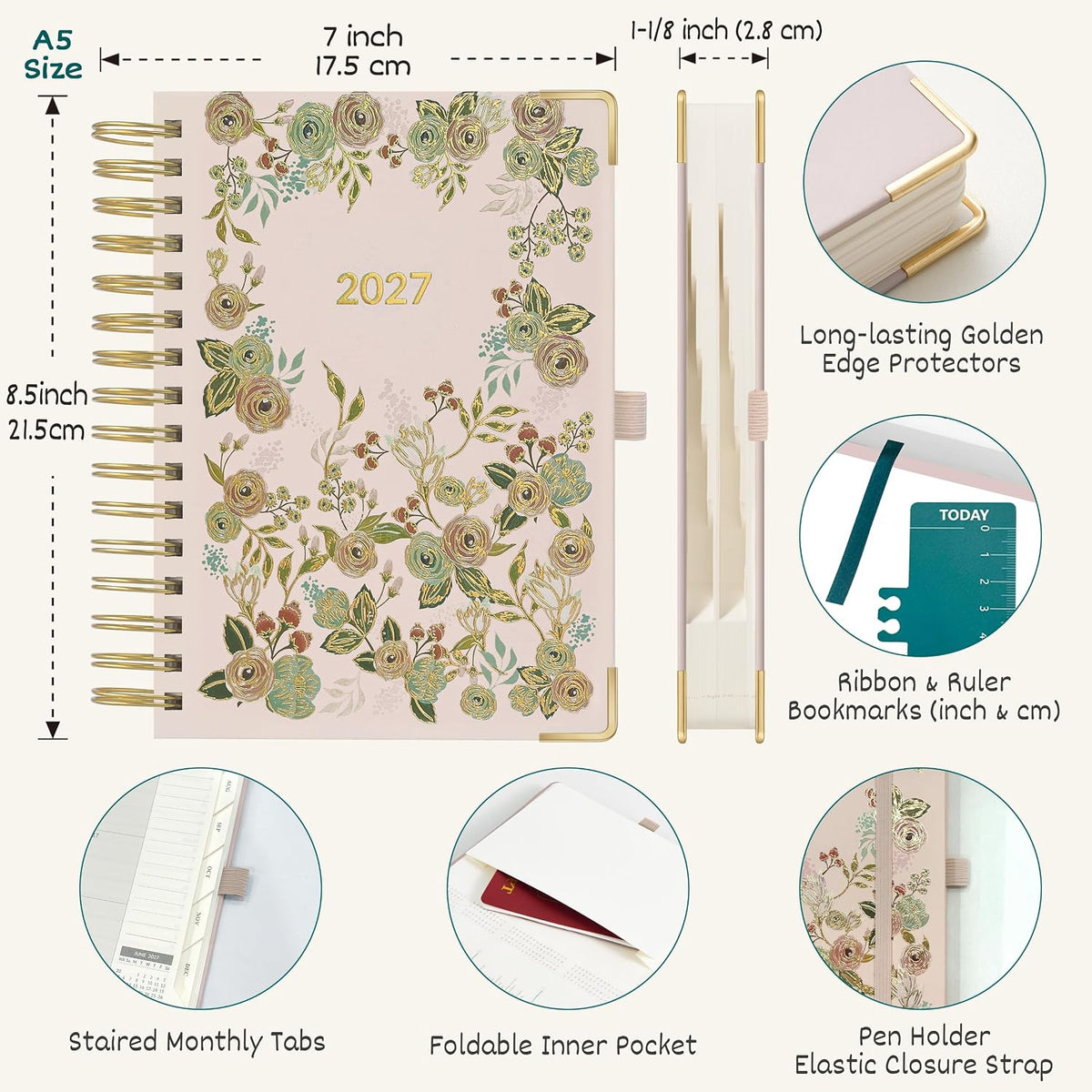 BEZEND 2027 Daily Planner - Page Per Day (A5-6"x8.5") Full Weekend ...