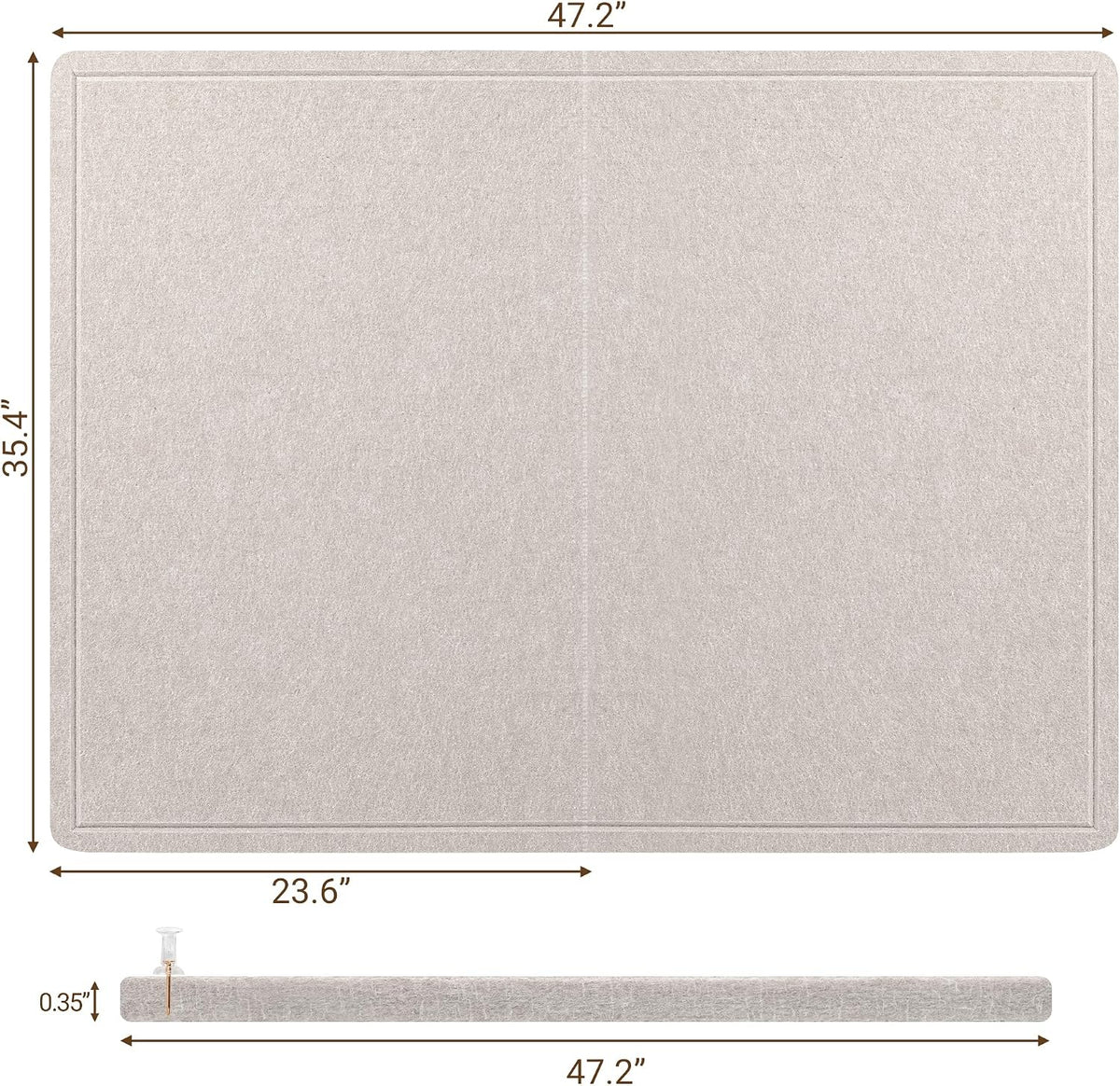 AKTOP Foldable Felt Bulletin Board for Wall, 48x36 inches, Latte