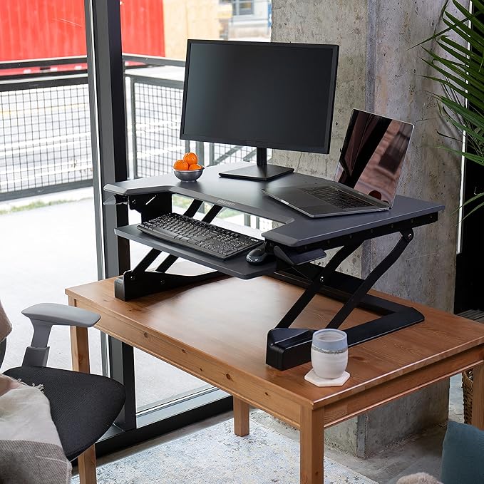 Ergotron – WorkFit-T Standing Desk Converter, Dual Monitor Sit Stand Desk Riser - Image 2