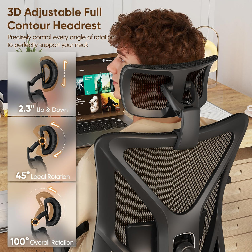 gabrylly ergonomic office chair with footrest, 135° reclining, front angle view