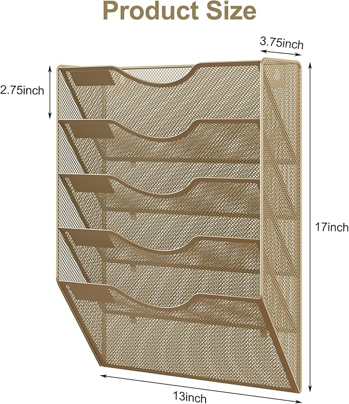 EasyPAG 5 Pocket Mesh Wall File Organizer, Hanging Paper Folder Holder - Image 6