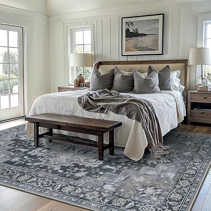 GENIMO 9x12 Area Rugs for Living Room, Machine Washable Non Slip Vintage Rugs - Image 8