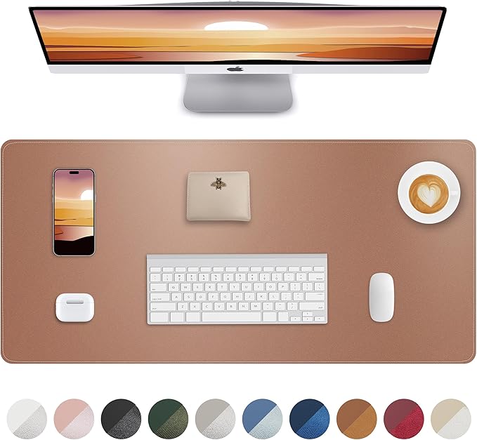 Leather Desk Pad Protector, Mouse Pad, Office Desk Mat, Non-Slip PU Leather by AFIING