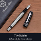 Webson Gill ‘The Raider’ Silver Luxury Executive Fountain Pen, Polished Lacquer - Image 2