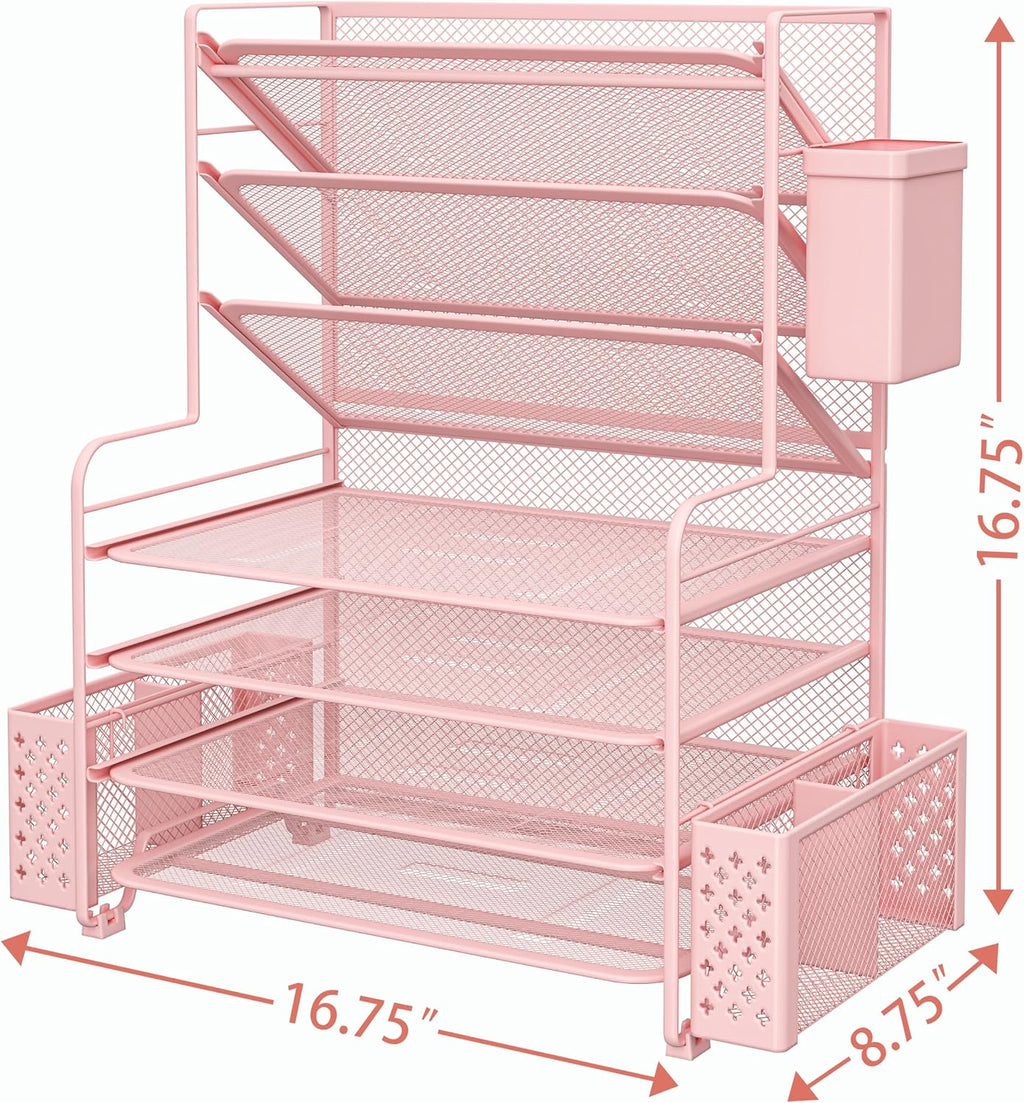 simple trending 7 tier desk file organizer, letter, close-up detail